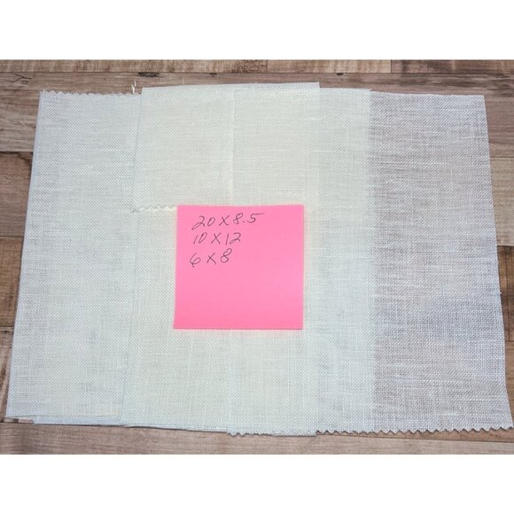 Set Of 3 Off White Linen Fabric Pieces For Cross Stitch 22 Count - Picture 1 of 2